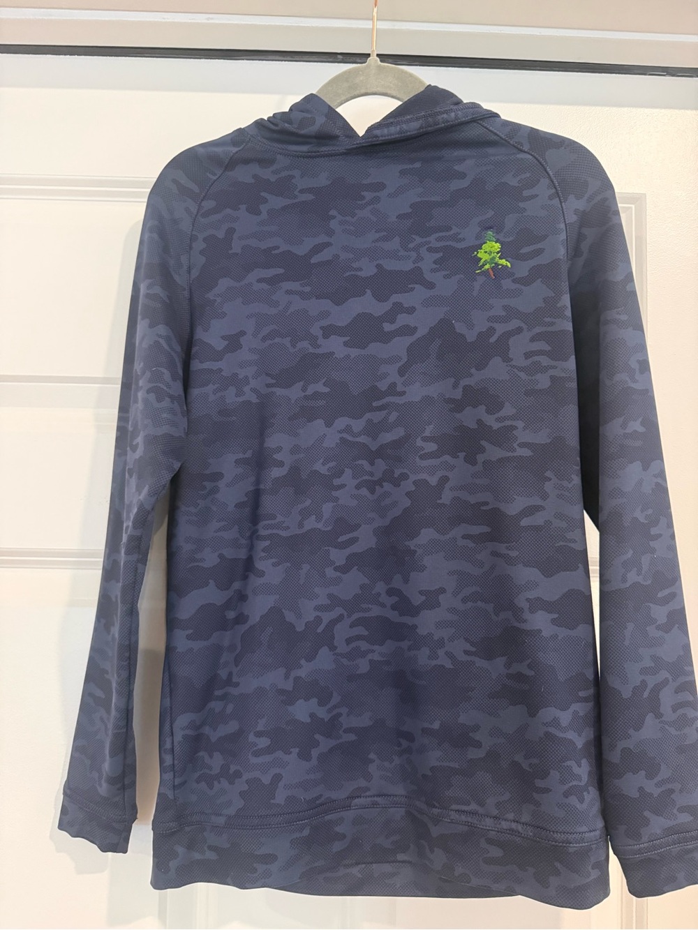 Peter Millar Boys S Navy Camo Hooded Long-Sleeve Shirt
